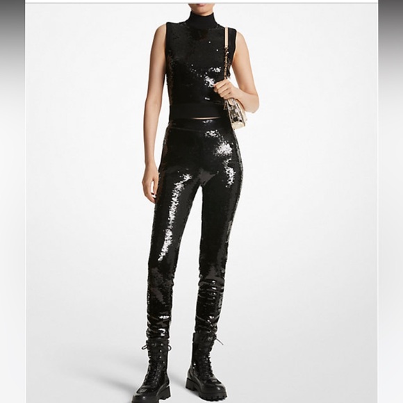 Express Black Sequins w Stretch Leggings Size M - Picture 9 of 9